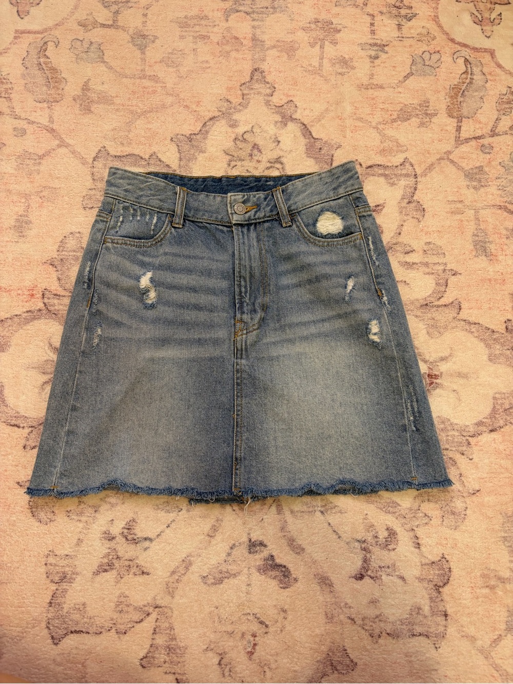H&M Distressed Denim Mini Skirt